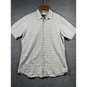 Eddie Bauer Button Up Shirt Men's XLT Brown Plaid Classic Fit Short Sleeve